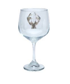 Gin Glass with Pewterware Stag's Head Motif