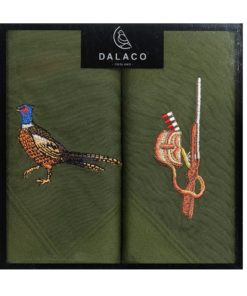Dalaco Green Pheasant & Gun Embroidered Handkerchief Set