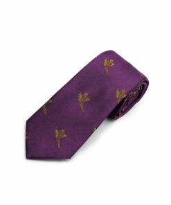 Purple Woven Silk Flying Pheasants Tie