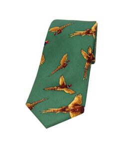 Green Silk Flying Pheasants Tie