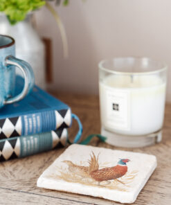The Humble Hare - 'The Pheasant Parade' Set Of Two Marble Coasters