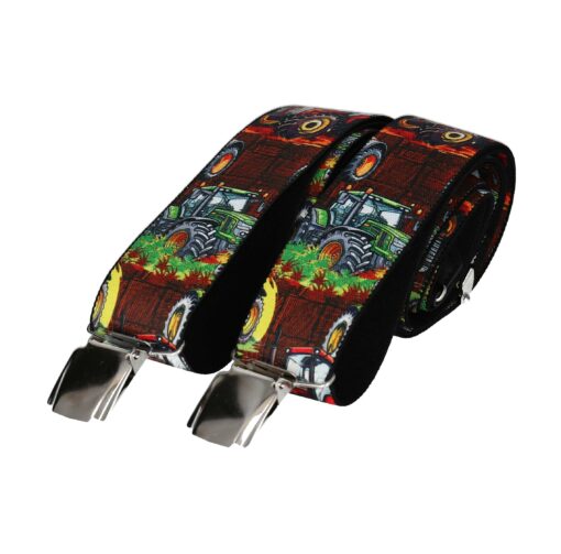 Multi Coloured Adjustable Tractor/Farming Themed Braces