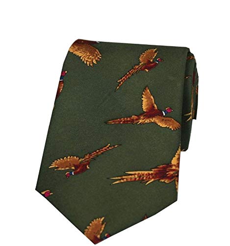 Soprano Green Silk Flying Pheasant Tie - Farm Cottage Brands