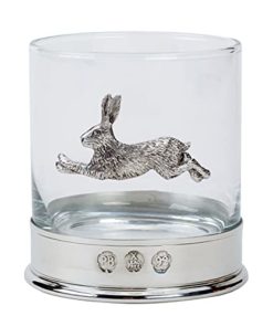 Pewterware Mounted Whisky Glass with Running Hare Emblem in a Presentation Box of 1, 2 or 4 Glasses