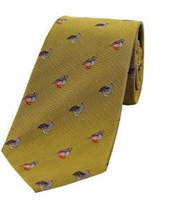 Soprano Gold Grouse and Partridge Silk Tie